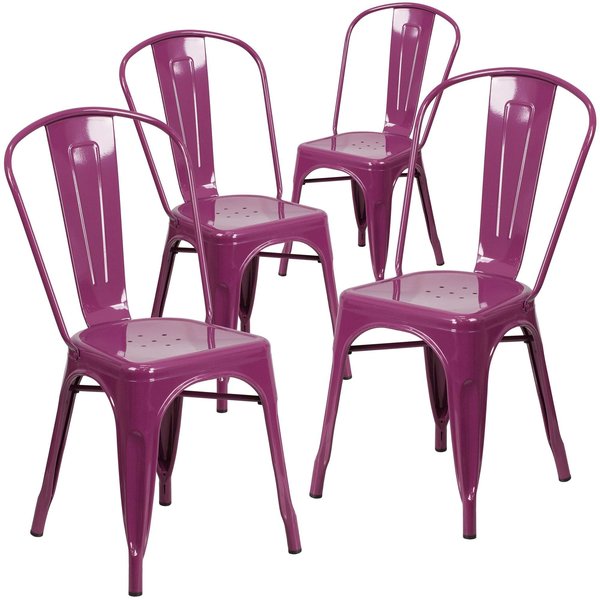 Purple Metal Indoor-Outdoor Stackable Chair