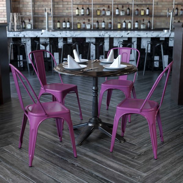 Purple Metal Indoor-Outdoor Stackable Chair