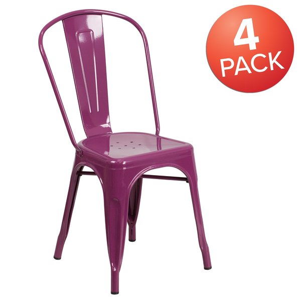 Purple Metal Indoor-Outdoor Stackable Chair