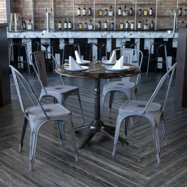 Distressed Silver Gray Metal Indoor, PK4