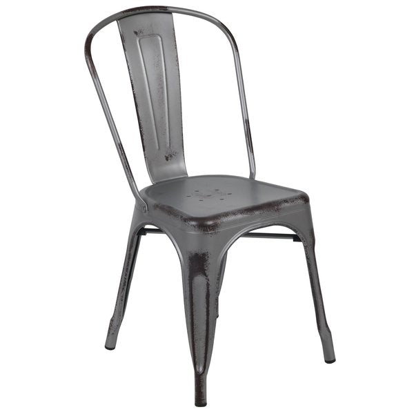 Distressed Silver Gray Metal Indoor, PK4