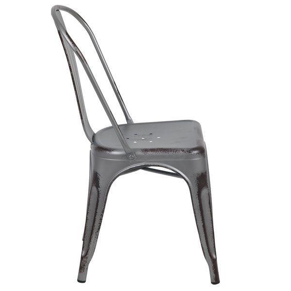 Distressed Silver Gray Metal Indoor, PK4