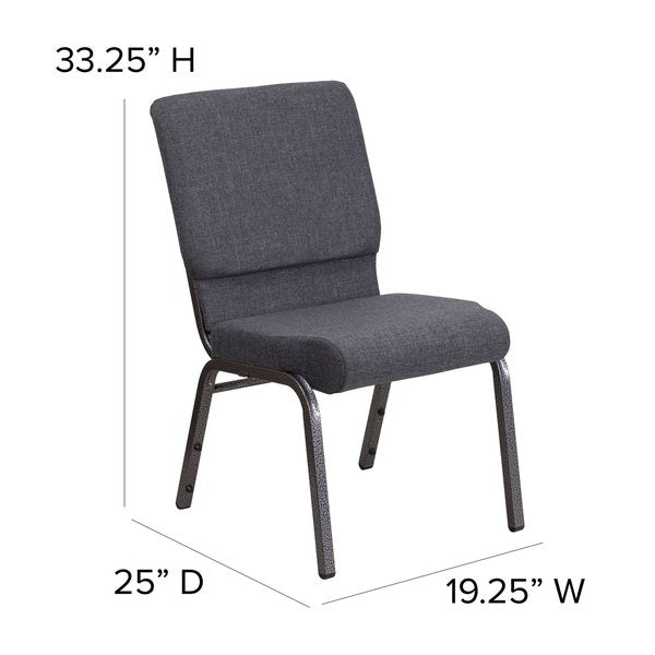 Dark Gray Fabric Church Chair
