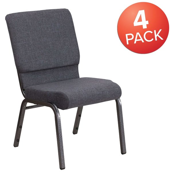 Dark Gray Fabric Church Chair