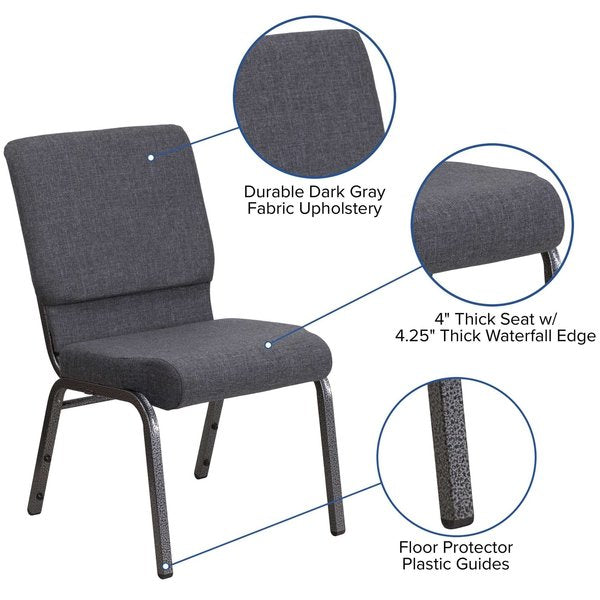 Dark Gray Fabric Church Chair