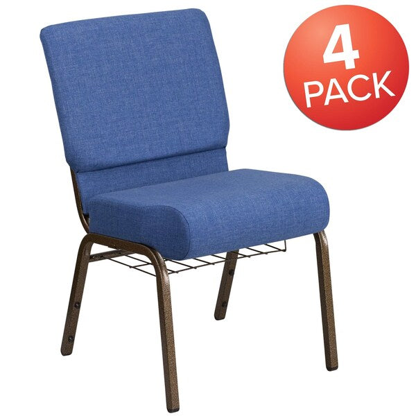 Blue Fabric Church Chair