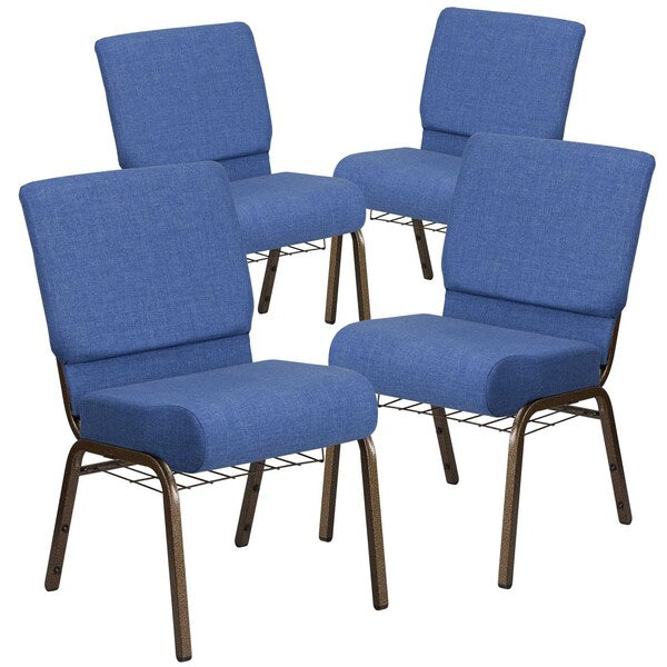 Blue Fabric Church Chair
