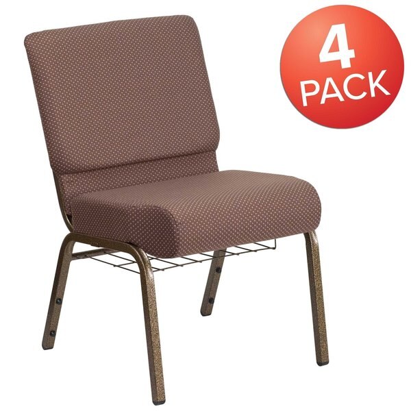 Brown Dot Fabric Church Chair