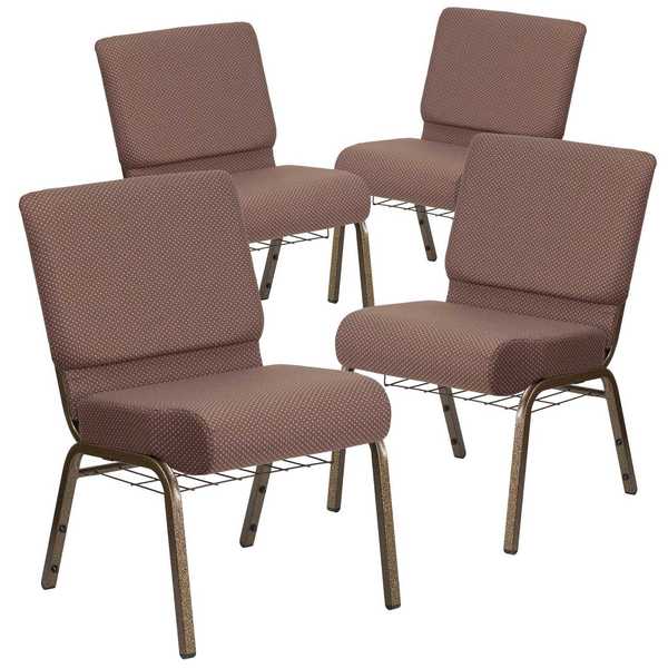 Brown Dot Fabric Church Chair