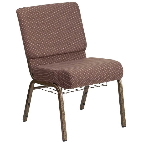 Brown Dot Fabric Church Chair