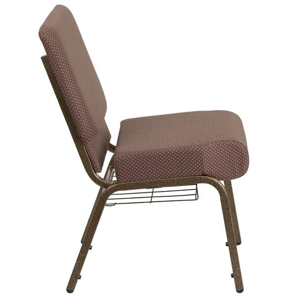 Brown Dot Fabric Church Chair