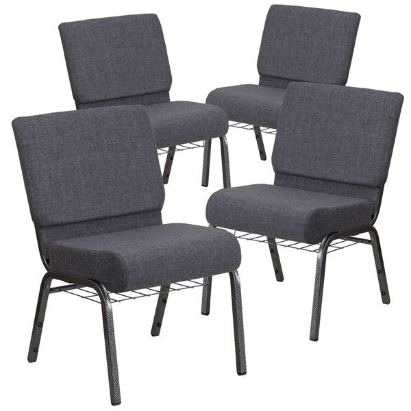 Dark Gray Fabric Church Chair