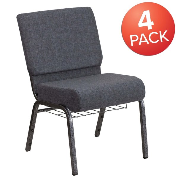 Dark Gray Fabric Church Chair