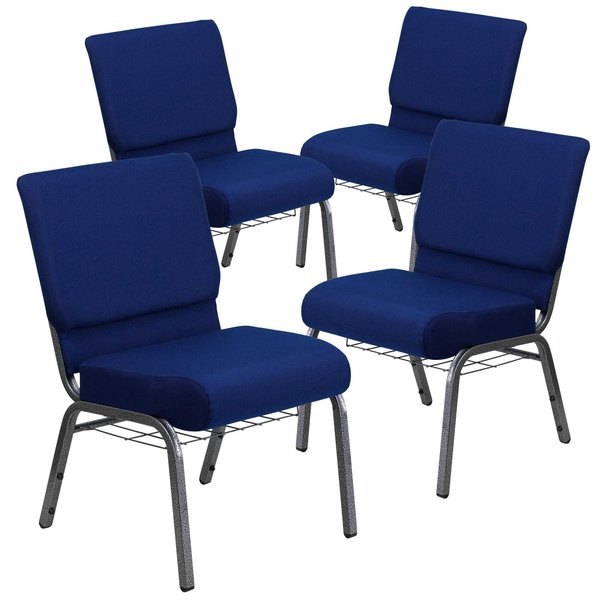 Navy Blue Fabric Church Chair