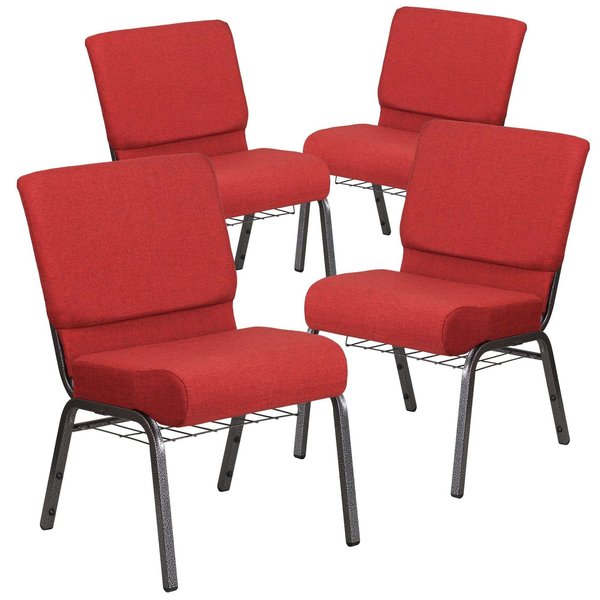 Crimson Fabric Church Chair