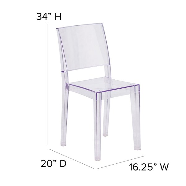Phantom Series Transparent Stacking Side Chair, PK4