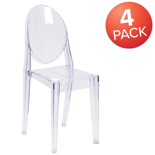 Phantom Series Transparent Stacking Side Chair, PK4