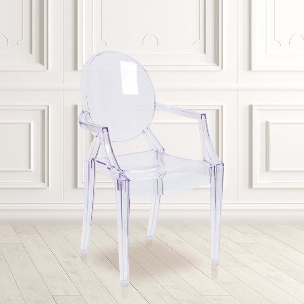 Max 4 Pack Ghost Chair with Arms in Transparent Crystal