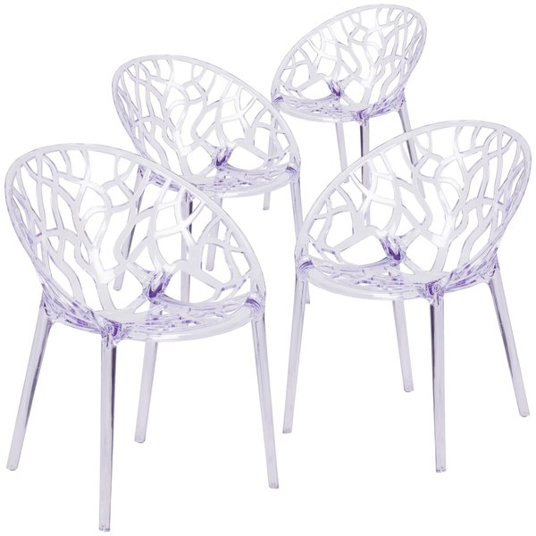 Specter Series Transparent Stacking Side Chair, PK4