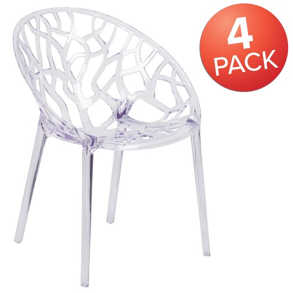 Specter Series Transparent Stacking Side Chair, PK4