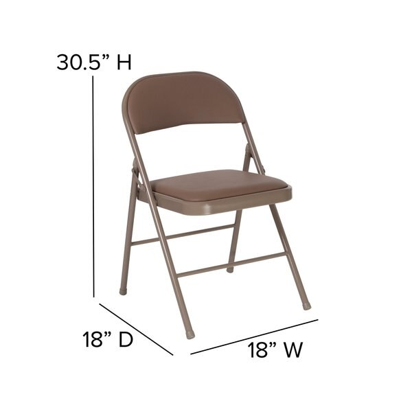 HERCULES Series Double Braced Beige Vinyl Folding Chair
