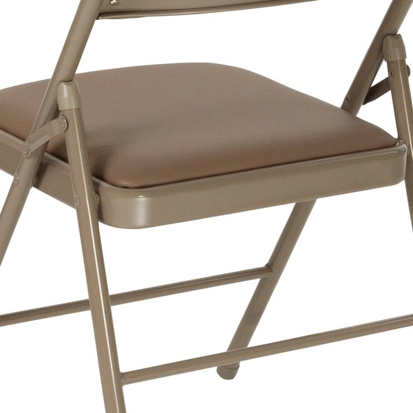 HERCULES Series Double Braced Beige Vinyl Folding Chair