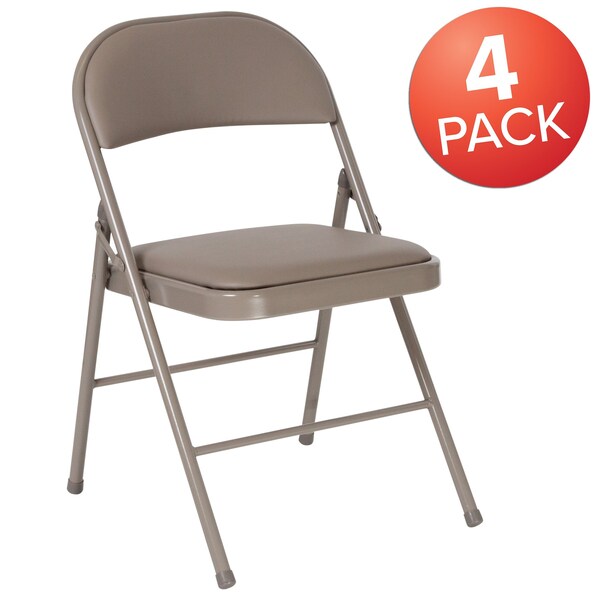 HERCULES Series Double Braced Gray Vinyl Folding Chair