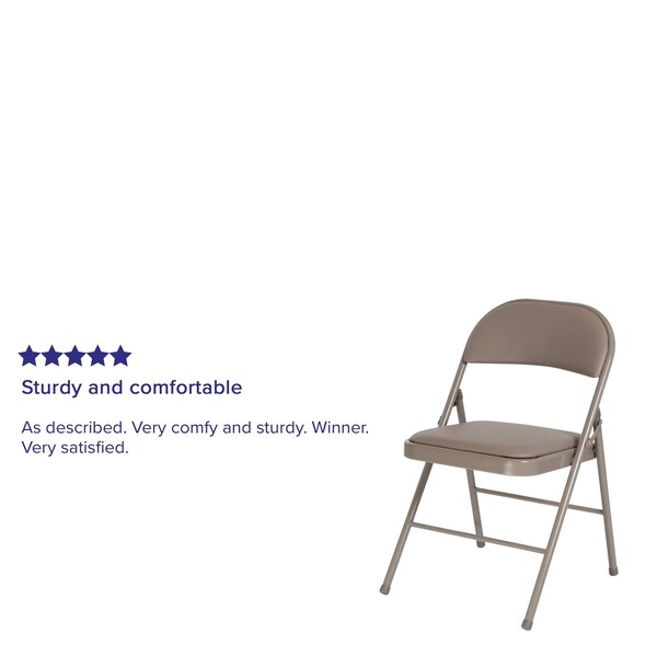 HERCULES Series Double Braced Gray Vinyl Folding Chair