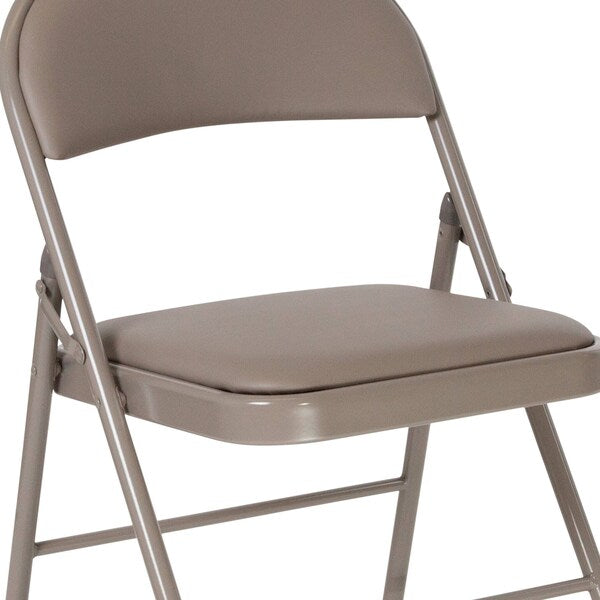 HERCULES Series Double Braced Gray Vinyl Folding Chair