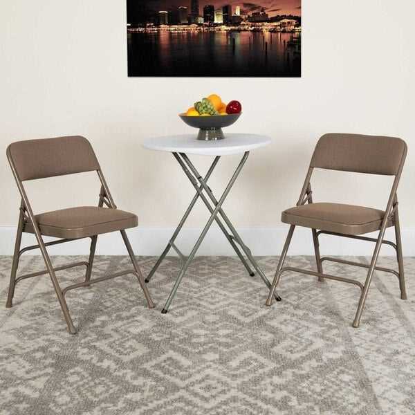 Beige Fabric Folding Chair