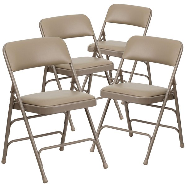 Beige Vinyl Folding Chair