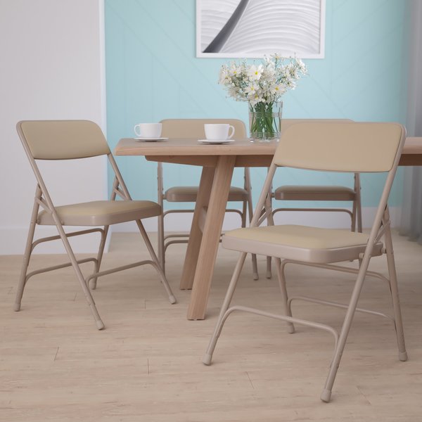 Beige Vinyl Folding Chair