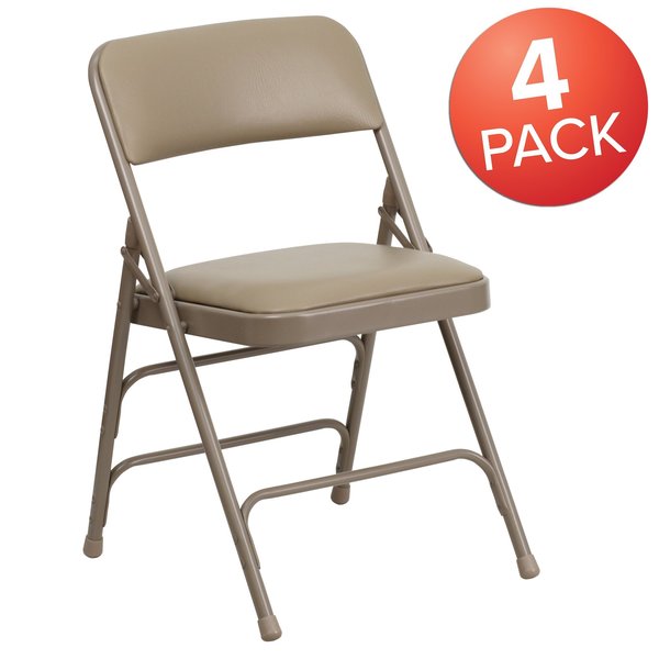 Beige Vinyl Folding Chair