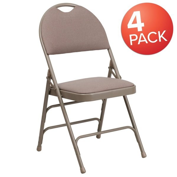 Beige Fabric Folding Chair