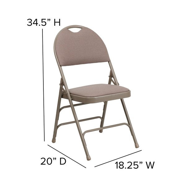 Beige Fabric Folding Chair