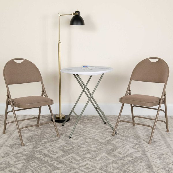 Beige Fabric Folding Chair