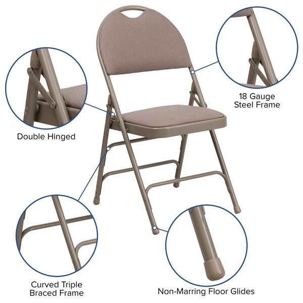 Beige Fabric Folding Chair