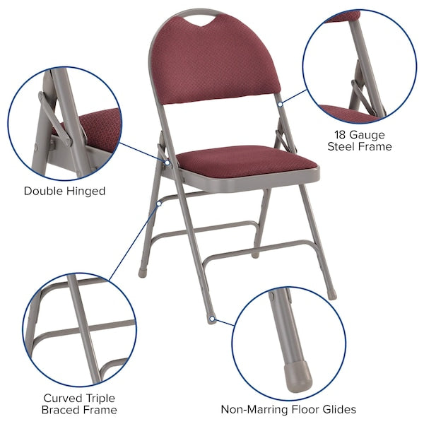 Burgundy Fabric Folding Chair
