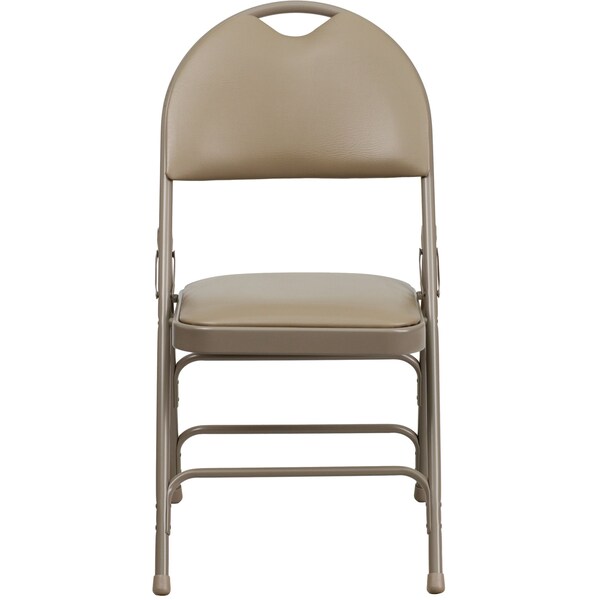 Beige Vinyl Folding Chair