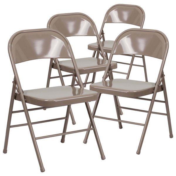 Beige Metal Folding Chair