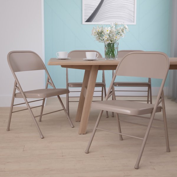 Beige Metal Folding Chair