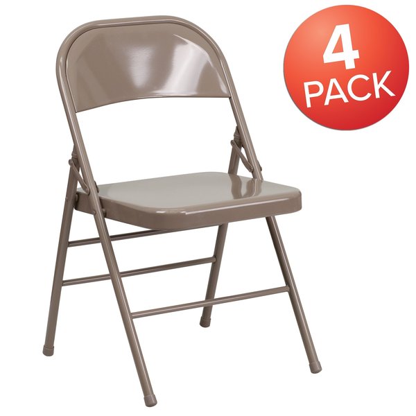 Beige Metal Folding Chair