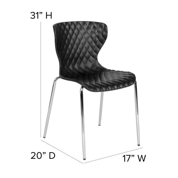 Lowell Contemporary Design Black Plastic Stack Chair, PK4