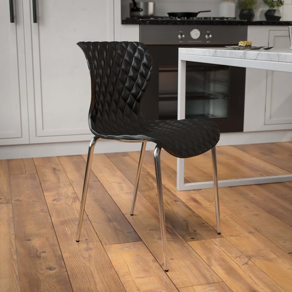 Lowell Contemporary Design Black Plastic Stack Chair, PK4