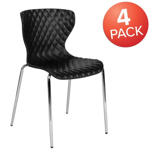 Lowell Contemporary Design Black Plastic Stack Chair, PK4