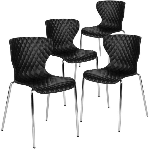 Lowell Contemporary Design Black Plastic Stack Chair, PK4