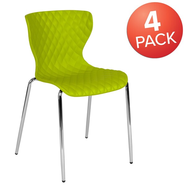 Lowell Contemporary Design Citrus Green Plastic Stack Chair, PK4
