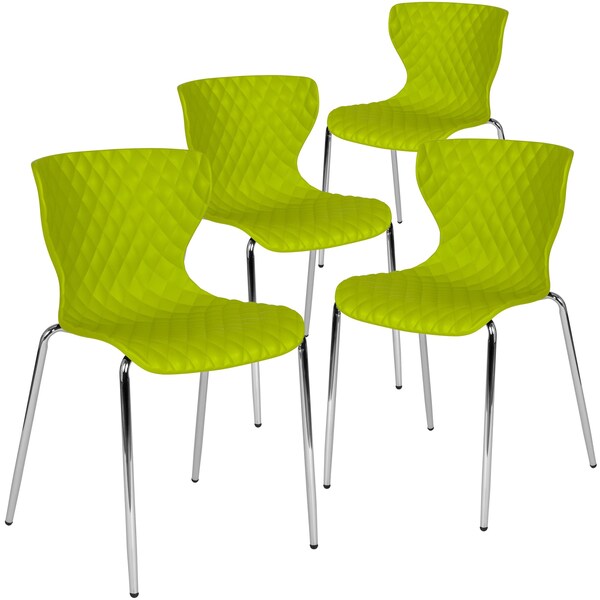 Lowell Contemporary Design Citrus Green Plastic Stack Chair, PK4