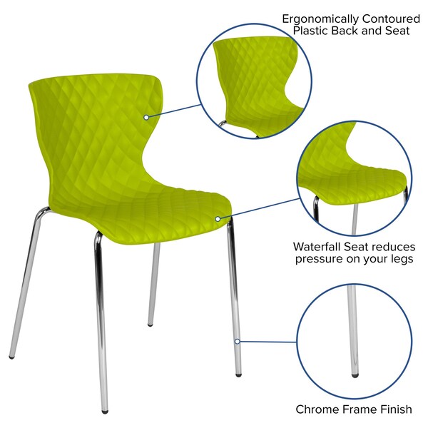 Lowell Contemporary Design Citrus Green Plastic Stack Chair, PK4