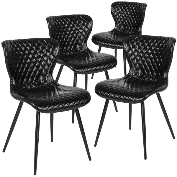 Bristol Contemporary Upholstered Chair in Black Vinyl, PK4